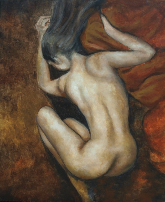 Acrylverf op doek – Naakte vrouw – 100 x 120 cm  kopen? Bied vanaf 100!