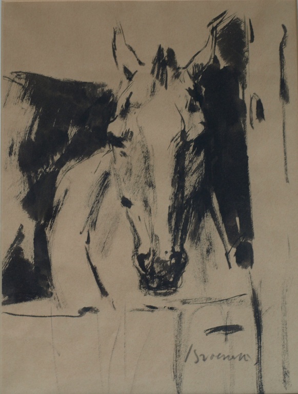 Jan Groenestein : Inkttekening , Paardenhoofd – gesigneerd & ingelijst - ca 1960 kopen? Bied vanaf 125!
