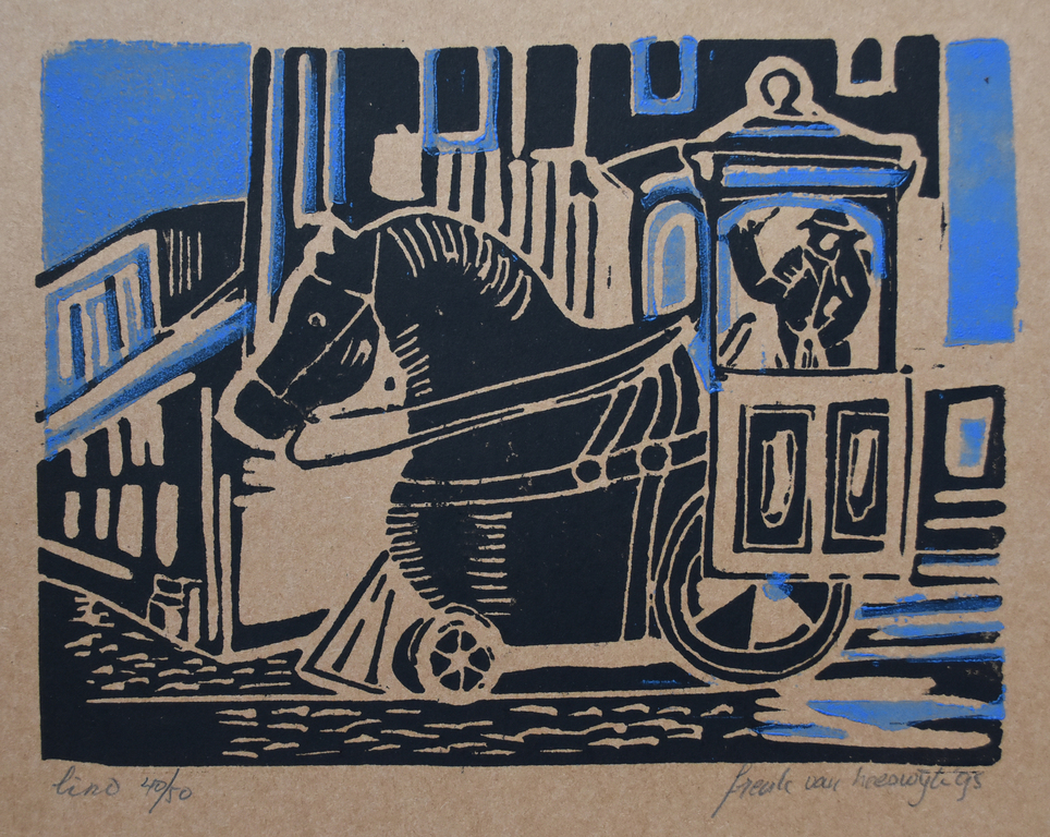 Frenk van Heeswijk - Frenk van Heeswijk , Linosnede # PAARD EN WAGEN # opl. 50, gen/gesigneerd, mint- kopen? Bied vanaf 35!