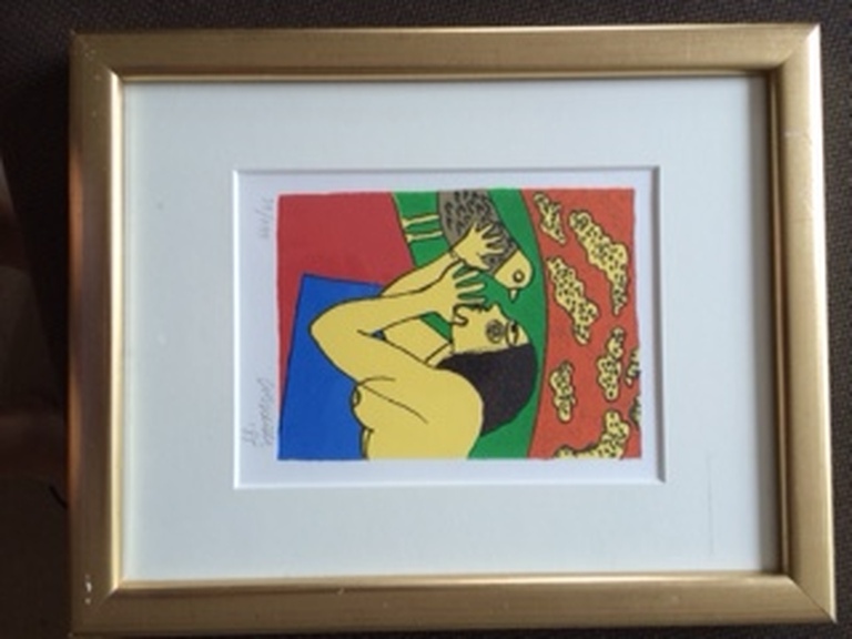 Corneille (1922-2010): Kleurenlitho, naakte vrouw en vogel kopen? Bied vanaf 275!