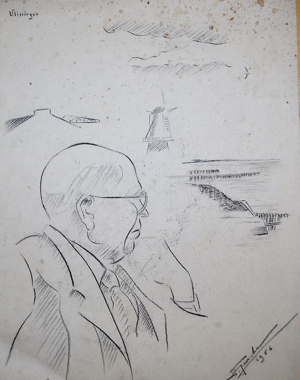 Wim Jurcka, tekening, getiteld vlissingen kopen? Bied vanaf 25!