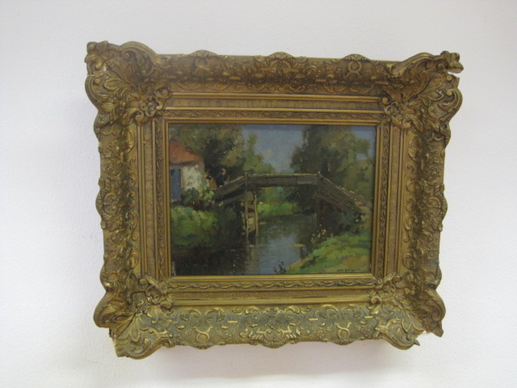 Jan Knikker sr - olieverf "Giethoorn" nabloei Haagse School ca. 1920  verkocht voor € 190!