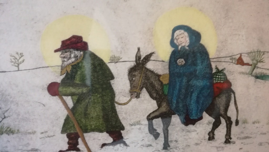 Onbekend kunstenaar, Ingekleurde Ets, Oud Kersttafereel kopen? Bied vanaf 1!