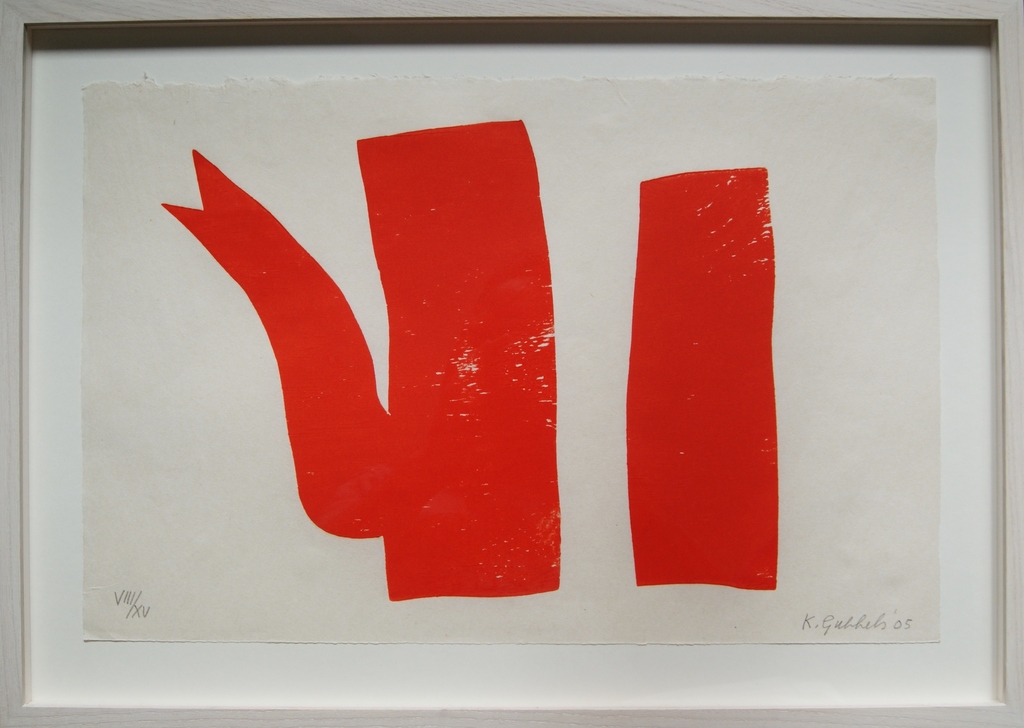 Klaas Gubbels houtdruk 'Oranje kan met object' - 2005 - oplage XV. verkocht voor € 450!