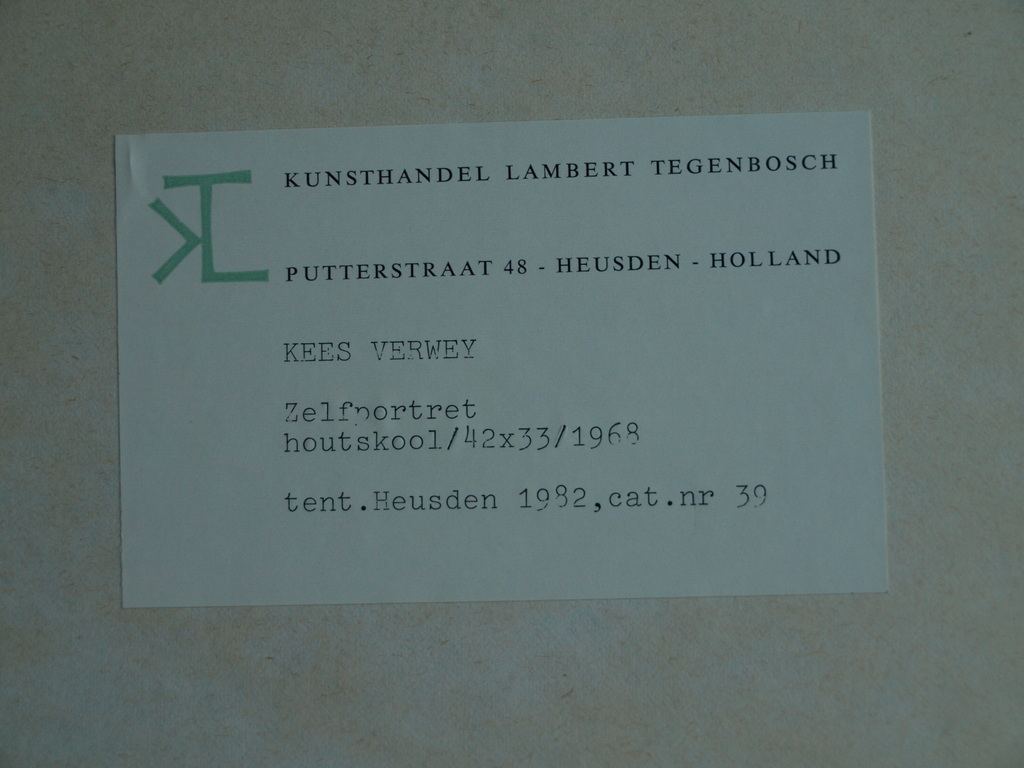 Kees Verwey â�� Houtskool , Zelfportret - gesigneerd & ingelijst â�� 1968 kopen? Bied vanaf 300!