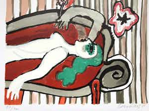 Corneille - CORNEILLE - le divan fleuri - 1975 - INGELIJST verkocht voor € 1!