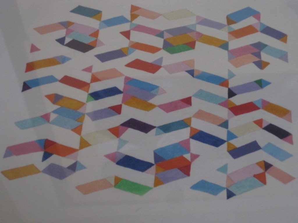 vroege Aquarel van Helene Briels (1954 -) "horizontale lijntjes" 1978  verkocht voor € 80!