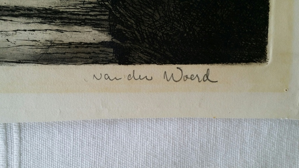 Ets, knotwilg, Chris van der Woerd, gesigneerd kopen? Bied vanaf 1!