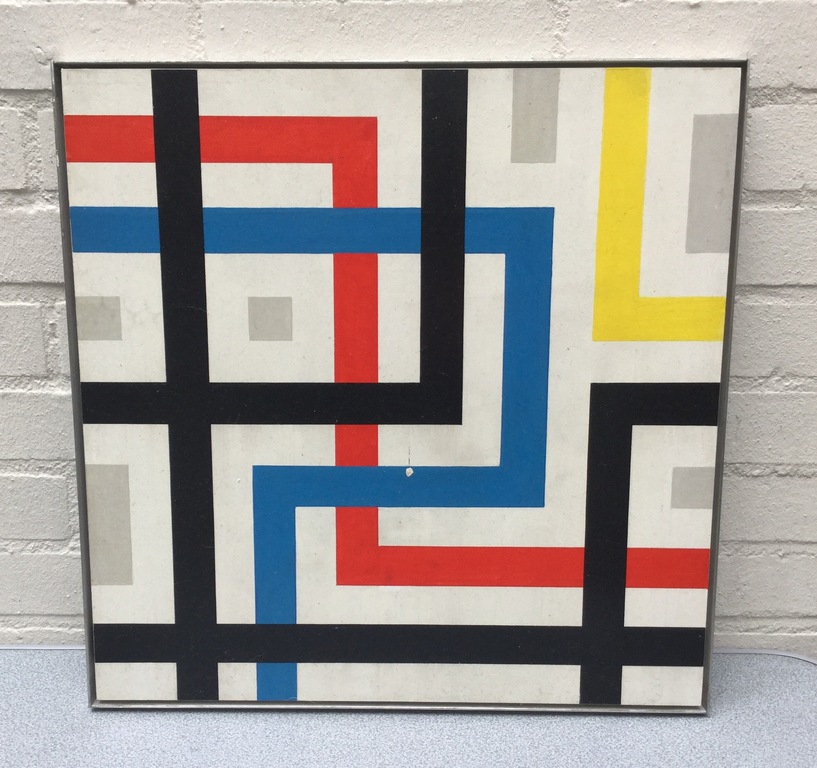 Henk Martelhof, Oil on board, Compositie No. 56, 1977.  verkocht voor € 80!