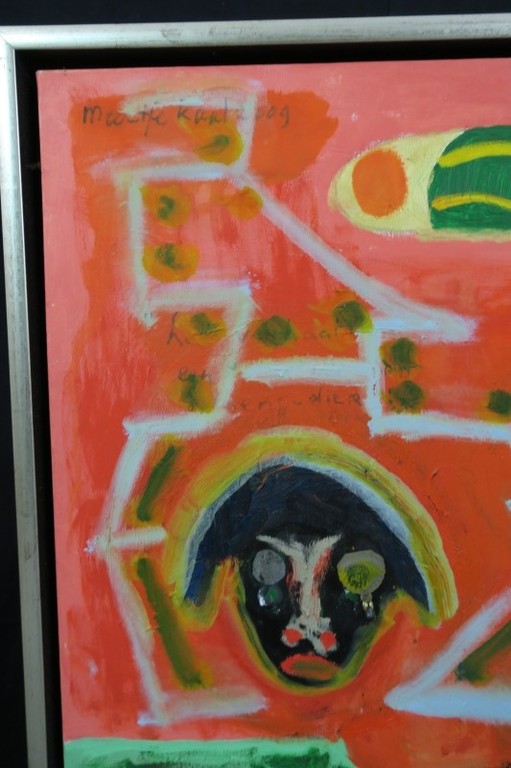 Meertje Kaal: Acryl en Olieverf op doek, Foute, maar tevreden tekkel - Ingelijst kopen? Bied vanaf 1!