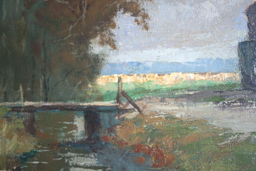 Boerenlandschap - olieverf op doek, groot - gesigneerd kopen? Bied vanaf 95!