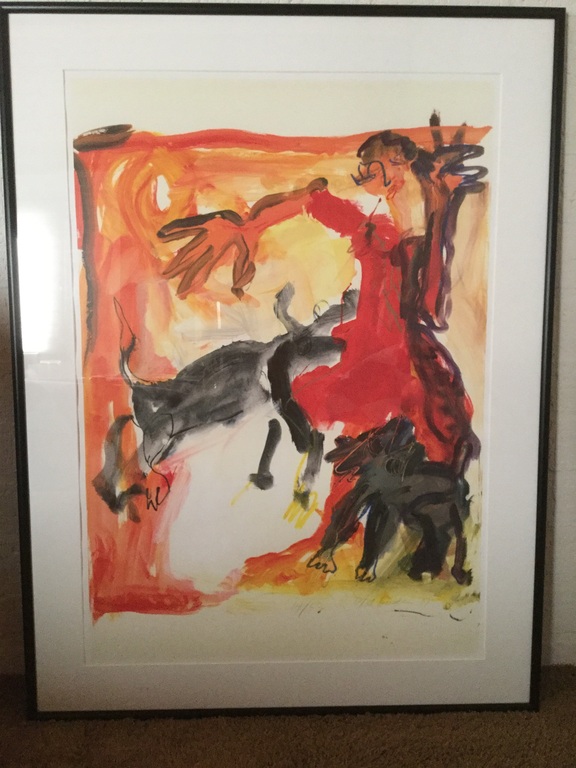Hetty van der Linden; Red Dress /150. Techniek; Grafiek. Stijl; figuratief.  kopen? Bied vanaf 50!