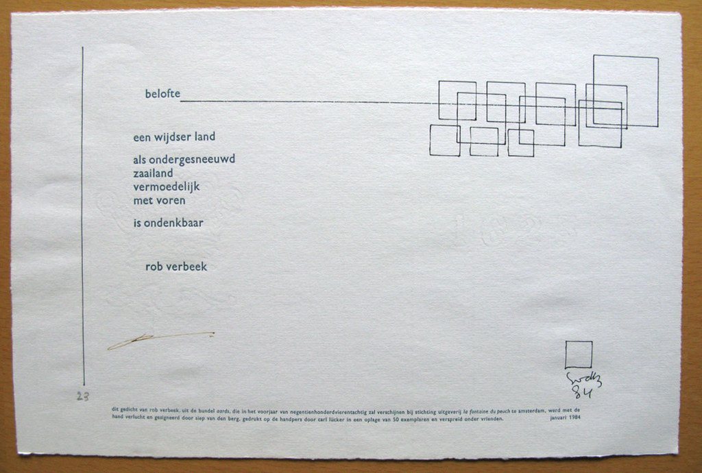 Siep van den Berg (1913-1998) - BELOFTE - rijmprent kopen? Bied vanaf 1!