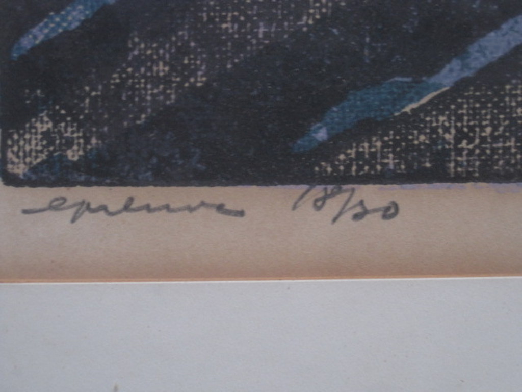 Verstilde figuratie Houtsnede 18/30 van Amsterdamse Graficus Flip van der Burgt  kopen? Bied vanaf 1!