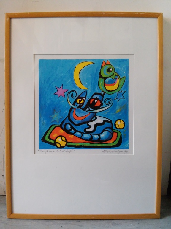 Ad Verstijnen: zeefdruk, Enough to make a cat laugh kopen? Bied vanaf 50!
