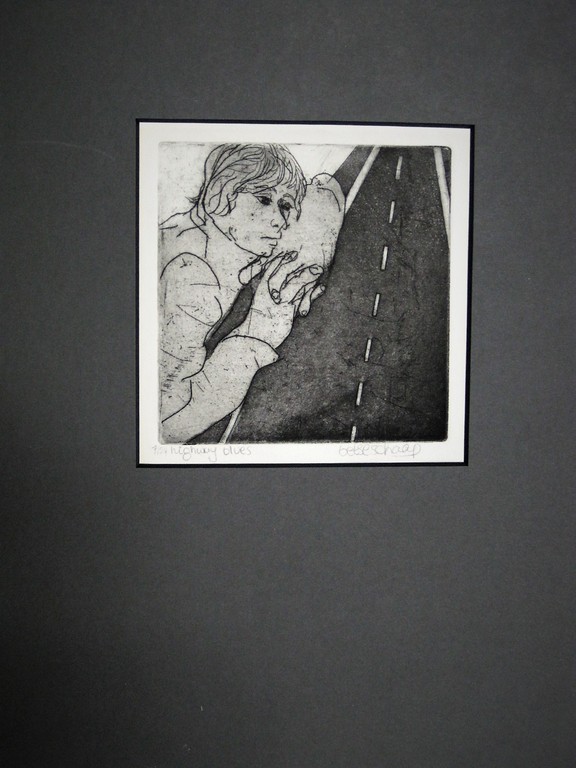 Hoogwaardige omstreeks 1960 droge naald Ets "Highway Blues" gesigneerd  kopen? Bied vanaf 1!