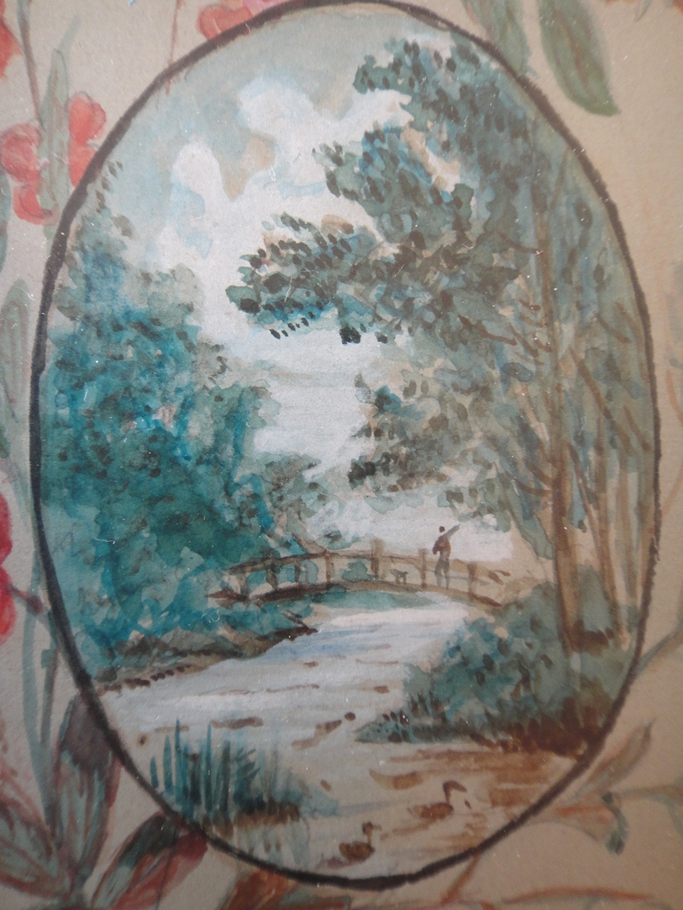 Gerrit Jan Derens (1831-1898) , aquarel, landschap met jager in bloemenkader kopen? Bied vanaf 1!