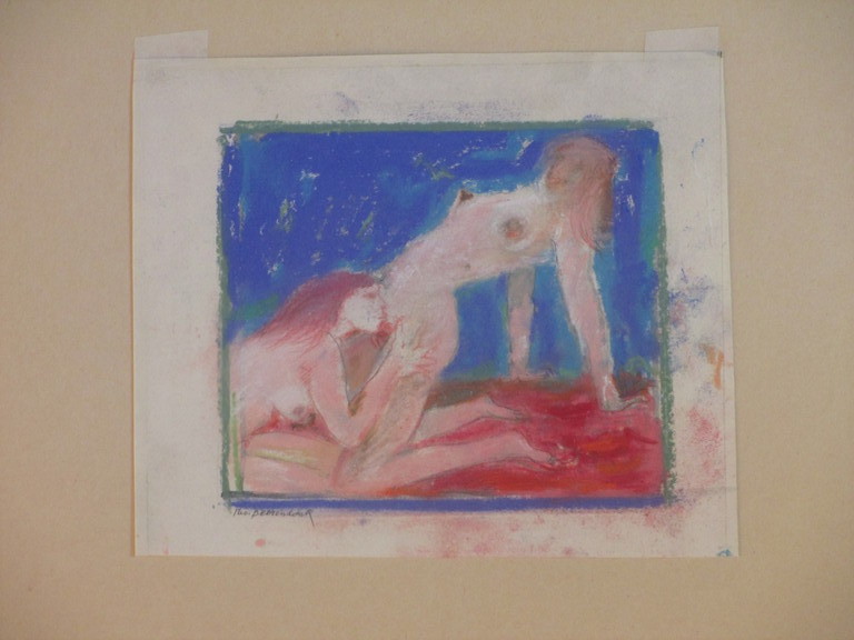 Theo Beerendonk, Vriendinnen in hun spel, Gemengde krijttekening kopen? Bied vanaf 55!