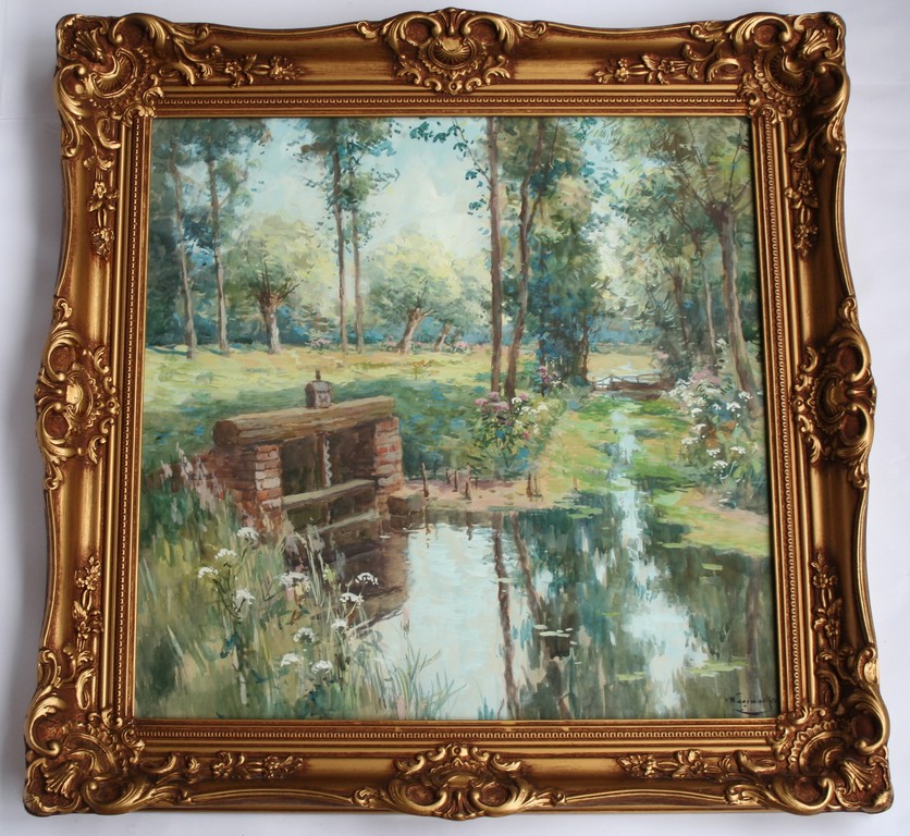 LAATSTE WEEK! - aquarel - Boslandschap met water - ingelijst - gesigneerd kopen? Bied vanaf 45!