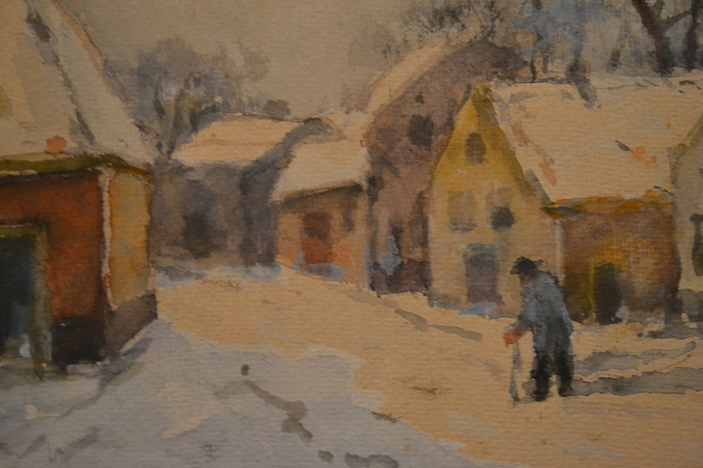 Jan Harm Weijns (1864-1945): Aquarel, Dorpje in de winter kopen? Bied vanaf 1!