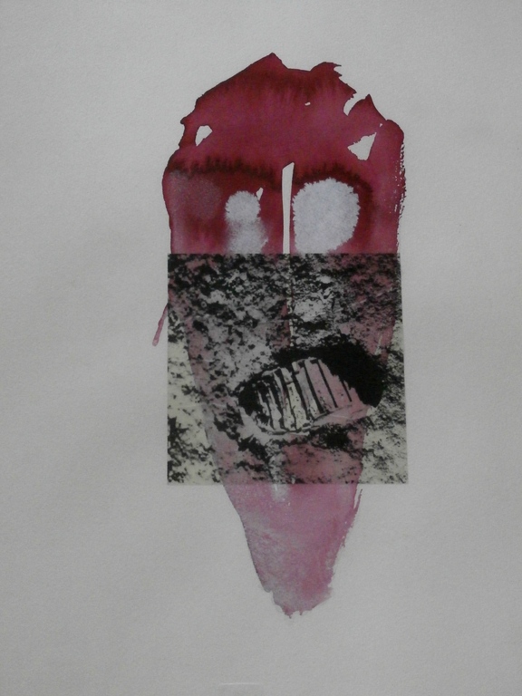 René Korten - ingelijste acryl/collage op papier: First step - 1997 verkocht voor € 55!