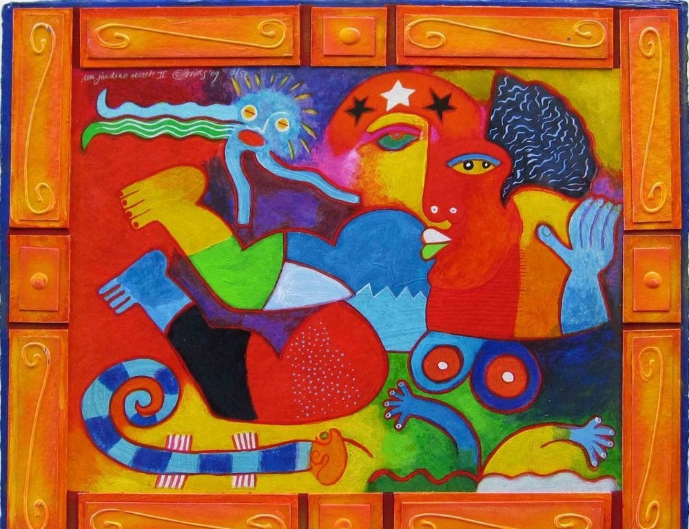 Clemens Briels, uniek carborundun techniek zeefdruk (nieuw) ''Un Jardino'' kopen? Bied vanaf 850!