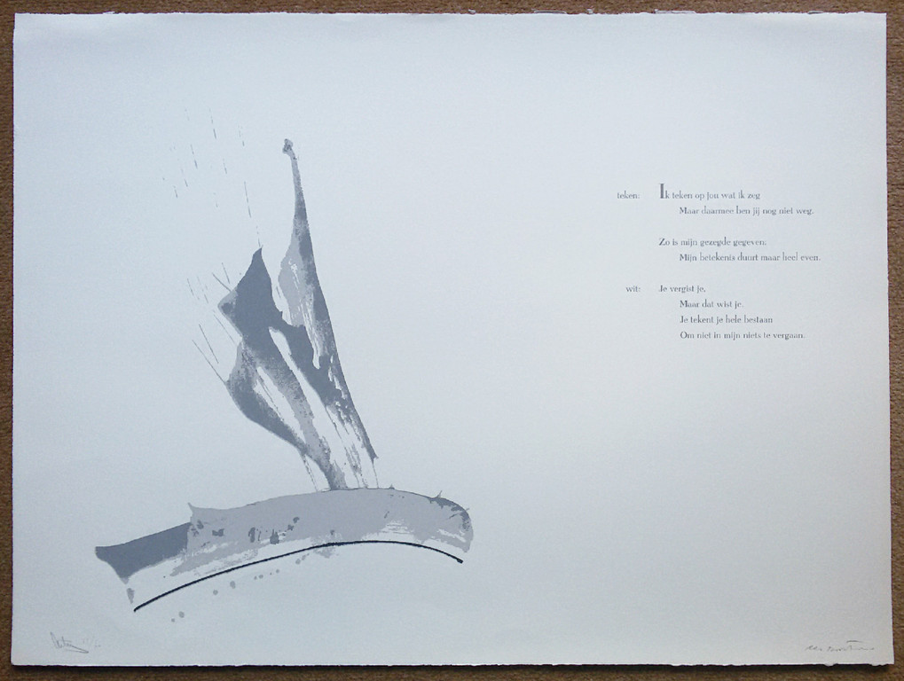 Arty Grimm en Cees Nooteboom - Tekens tegen het wit, zeefdruk kopen? Bied vanaf 35!