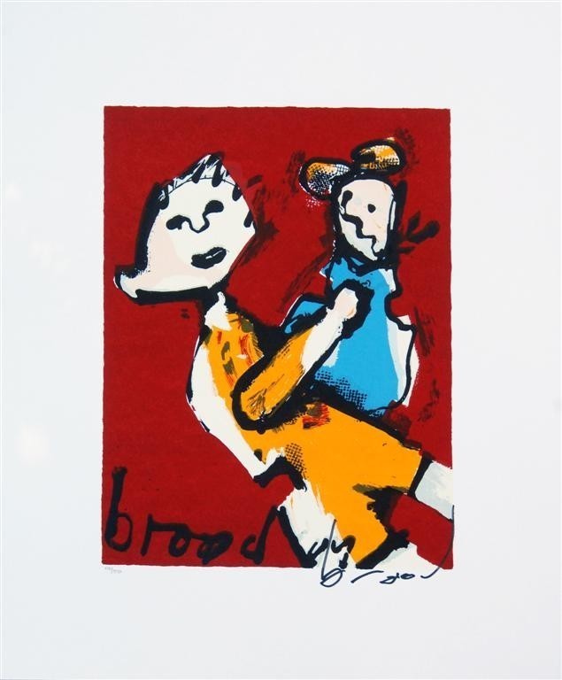 Herman Brood - Originele Hand Gesigneerde Zeefdruk - Vrouw met Kind  verkocht voor € 125!