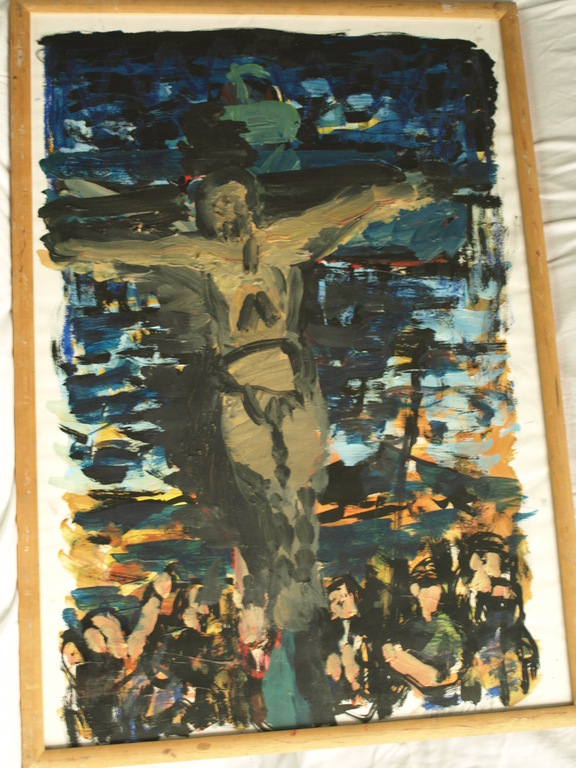 Peter Klashorst : Acrylverf op papier – Golgotha - ingelijst - 1994 kopen? Bied vanaf 1!