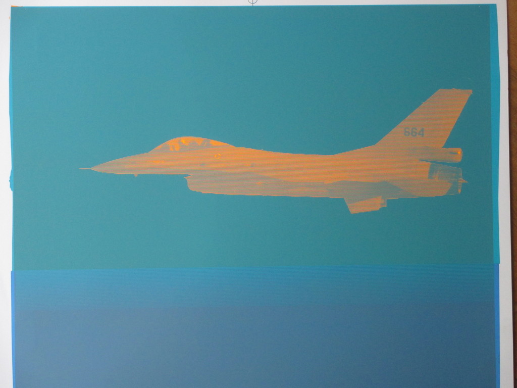 Henk van der Vet, F16 boven landschap, Zeefdruk kopen? Bied vanaf 30!