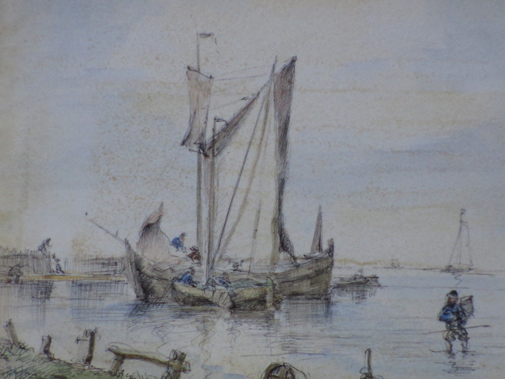 Onbekend, Monogram AE, Vissersarbeid, Gemengde techniek verkocht voor € 42!