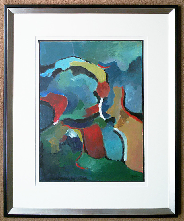 Jaap van Veen - Abstracte compositie, verf op karton (prachtig ingelijst) kopen? Bied vanaf 75!