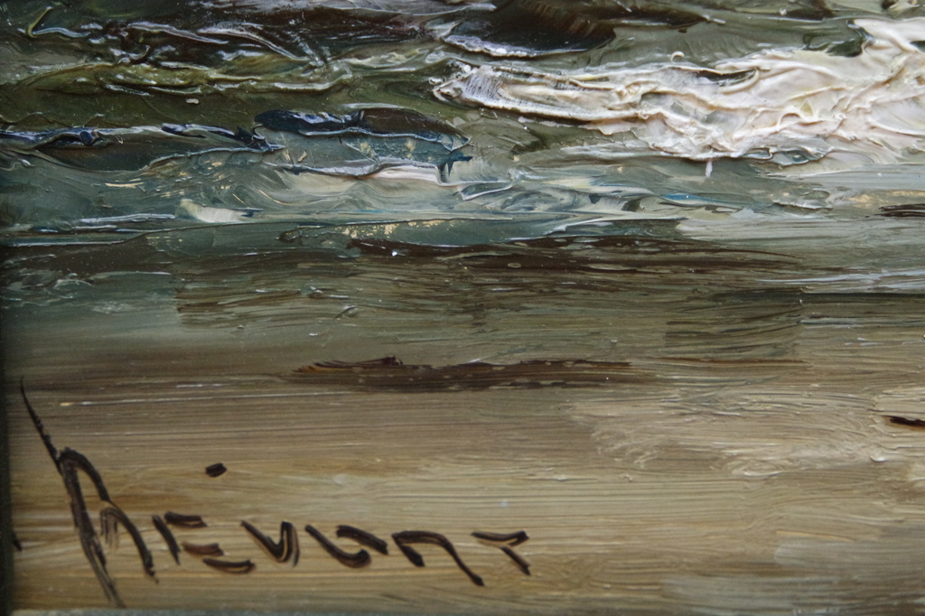 Jan Bevort (1917-1996) - olieverf op paneel - vissersboten aan de kust kopen? Bied vanaf 425!