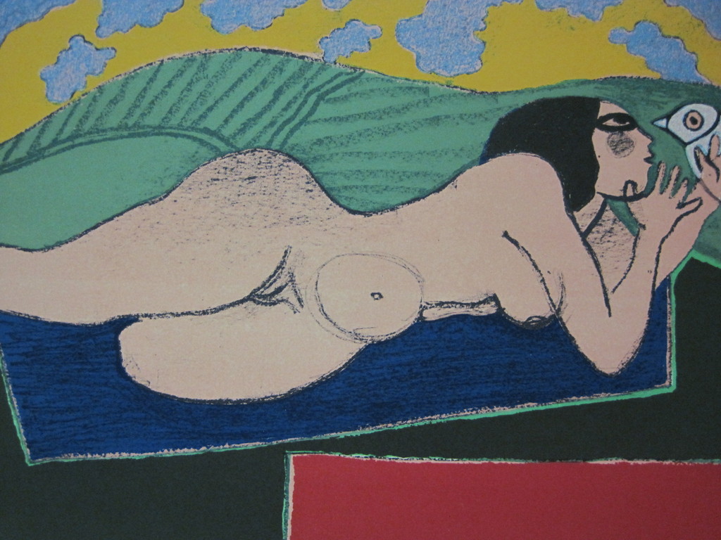 Corneille 1922-2010 Cobra litho "confidence a l'oiseau 1985 gesigneerd  kopen? Bied vanaf 175!