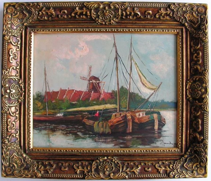 Clement van Vlaardingen - Haven van Kampen - olieverf op doek - gesigneerd kopen? Bied vanaf 95!