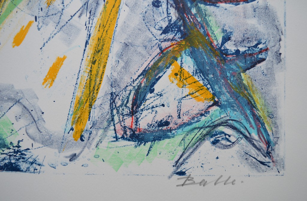 Mogens Balle - lithografie in kleur - abstracte compositie kopen? Bied vanaf 150!