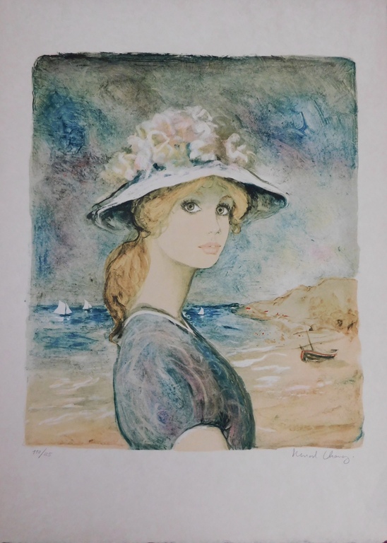 Bernard Charoy - Kleurenlitho - Clara au Chapeau kopen? Bied vanaf 60!
