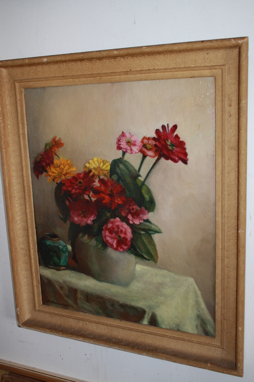 BLOEMEN MET GEMBERPOT - TOP HAAGSE SCHOOL van ROSSUM du CHATTEL verkocht voor € 150!