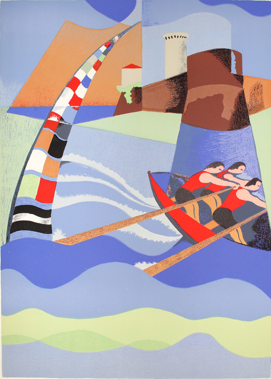 Osvaldo Peruzzi -Regatta- Kleurenlithografie op Bütten, Handgesigneerd. verkocht voor € 57!