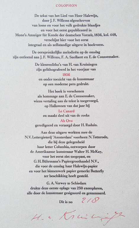 Harry van Kruiningen - Het lied van Heer Halewijn, acht kleurenlitho’s kopen? Bied vanaf 175!