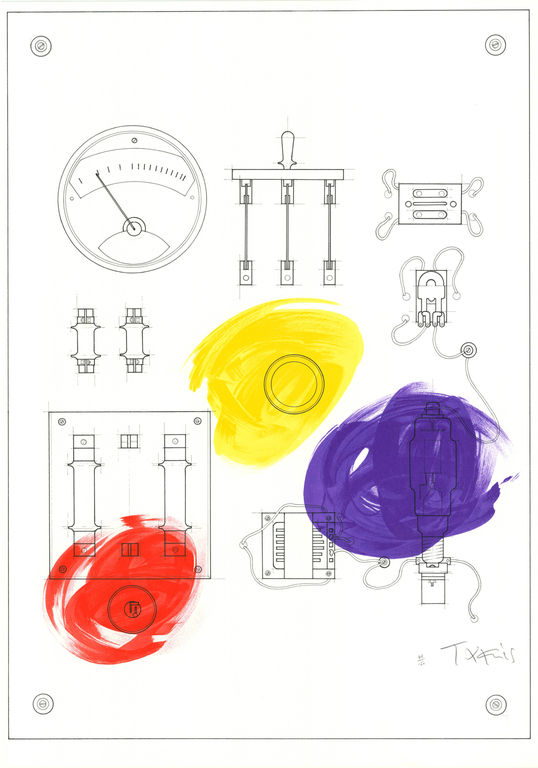 Vassilakis Takis. -Cadran- Grote Lithografie door Maeght-Paris. 1981. Zeldzaam.. kopen? Bied vanaf 149!