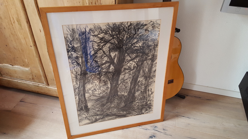 Jan Makkes - Tekening bosgezicht, gesigneerd r.o. kopen? Bied vanaf 25!