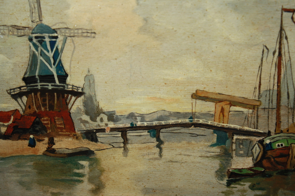 W F BROGGEL - NAIEF SCHILDERIJ LANDSCHAP MET MOLEN hengelo se schilder kopen? Bied vanaf 1!
