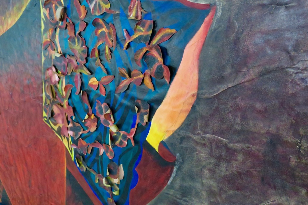 Karen Kiene: Acryl en collage op doek, Mantel - Ingelijst (zeer groot) kopen? Bied vanaf 150!