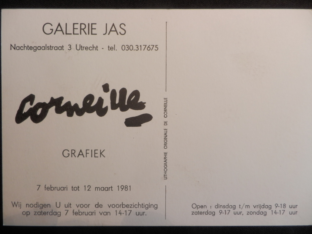 CORNEILLE  Uitnodigingskaart(Litho) van Galerie JAS  Handgesigneerd  kopen? Bied vanaf 35!