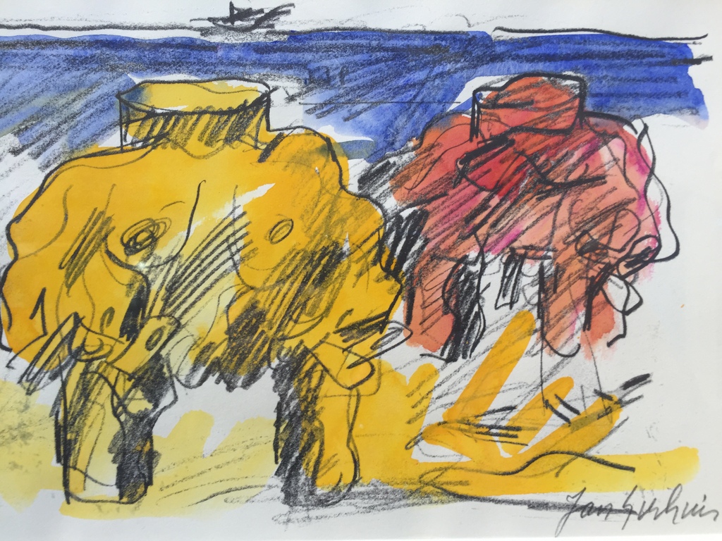 JAN SIERHUIS Originele Aquarel van de bekende ( CoBrA ) kunstenaar. kopen? Bied vanaf 1!