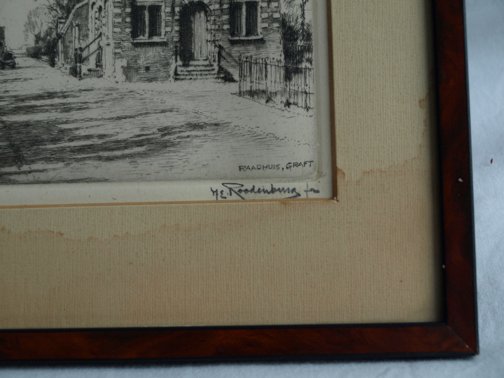 Hendrikus Elias Roodenburg : Ets , Raadhuis Graft – ingelijst & gesigneerd -1961 kopen? Bied vanaf 20!