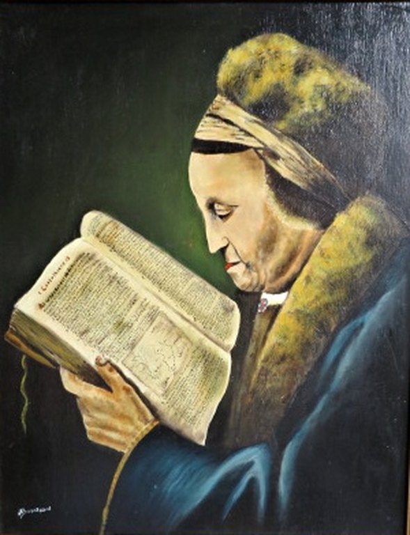 Portret van een lezende vrouw - olieverf op paneel-gesigneerd - In fraaie lijst! kopen? Bied vanaf 1!