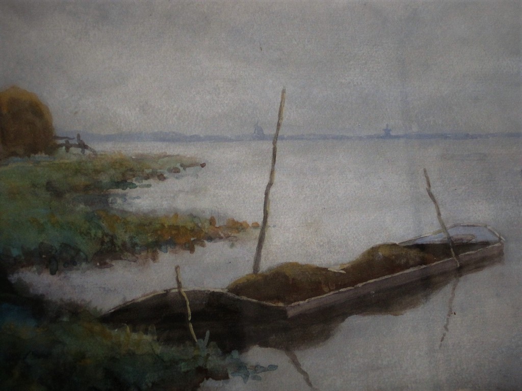 Sfeervol impressionistisch Aquarel "ochtend op de Loosdrechtse Plassen" gesignd kopen? Bied vanaf 1!