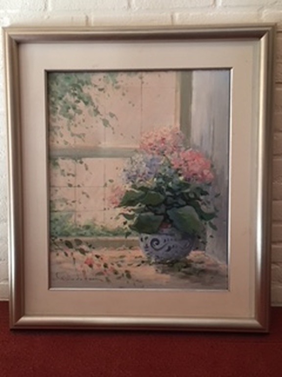 Rob de Haan, olieverf op doek, hortensias. kopen? Bied vanaf 575!